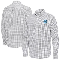Men's Antigua Gray Utah Hockey Club Ellis Tri-Blend Long Sleeve Button-Down Shirt