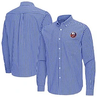 Men's Antigua Royal New York Islanders Ellis Tri-Blend Long Sleeve Button-Down Shirt