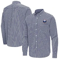 Men's Antigua Navy Buffalo Sabres Ellis Tri-Blend Long Sleeve Button-Down Shirt