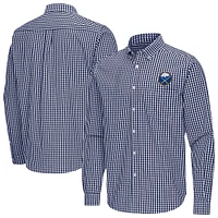 Men's Antigua Navy Buffalo Sabres Ellis Tri-Blend Long Sleeve Button-Down Shirt