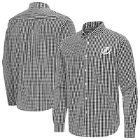 Men's Antigua Black Tampa Bay Lightning Ellis Tri-Blend Long Sleeve Button-Down Shirt
