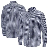 Men's Antigua Navy St. Louis Blues Ellis Tri-Blend Long Sleeve Button-Down Shirt