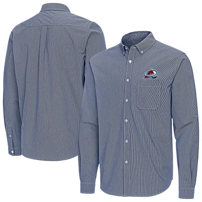 Men's Antigua Navy Colorado Avalanche Porter Woven Tri-Blend Long Sleeve Button-Down Shirt