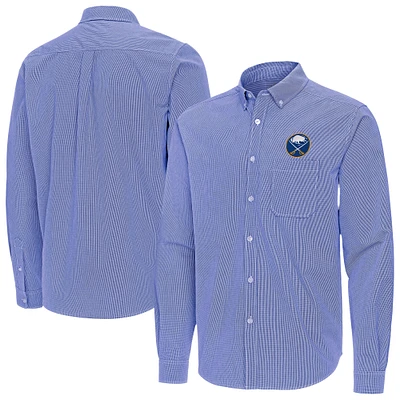 Men's Antigua Royal Buffalo Sabres Porter Woven Tri-Blend Long Sleeve Button-Down Shirt