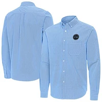 Men's Antigua Light Blue Utah Hockey Club Porter Woven Tri-Blend Long Sleeve Button-Down Shirt
