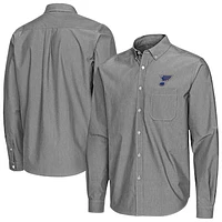 Men's Antigua St. Louis Blues Porter Woven Tri-Blend Long Sleeve Button-Down Shirt
