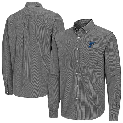 Men's Antigua St. Louis Blues Porter Woven Tri-Blend Long Sleeve Button-Down Shirt