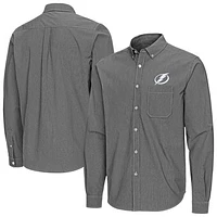 Men's Antigua Tampa Bay Lightning Porter Woven Tri-Blend Long Sleeve Button-Down Shirt