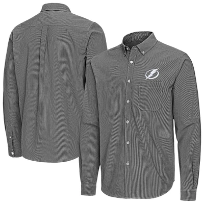 Men's Antigua Tampa Bay Lightning Porter Woven Tri-Blend Long Sleeve Button-Down Shirt