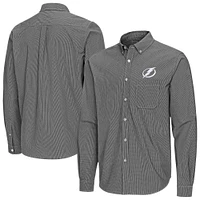 Men's Antigua Tampa Bay Lightning Porter Woven Tri-Blend Long Sleeve Button-Down Shirt