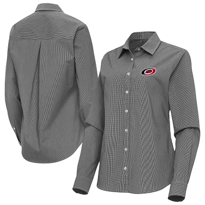 Women's Antigua Carolina Hurricanes Porter Woven Tri-Blend Long Sleeve Button-Up Shirt