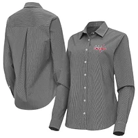 Women's Antigua Washington Capitals Porter Woven Tri-Blend Long Sleeve Button-Up Shirt