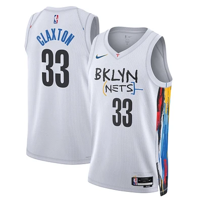 Men's Nike Nicolas Claxton White Brooklyn Nets City Edition Swingman Jersey