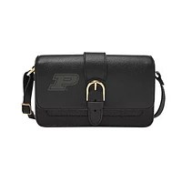 Fossil  Purdue Boilermakers Zoey Leather Small Flap Crossbody Bag
