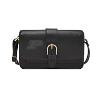 Fossil  Purdue Boilermakers Zoey Leather Small Flap Crossbody Bag