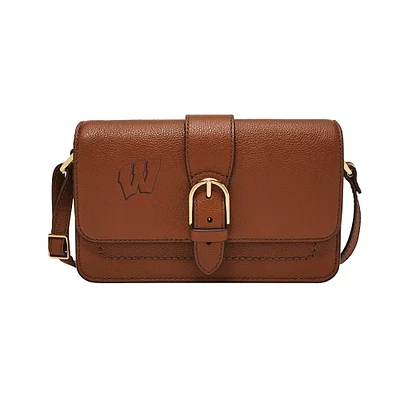 Fossil  Wisconsin Badgers Zoey Leather Small Flap Crossbody Bag