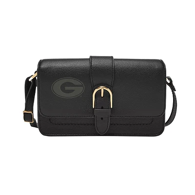 Fossil Georgia Bulldogs Zoey Leather Small Flap Crossbody Bag