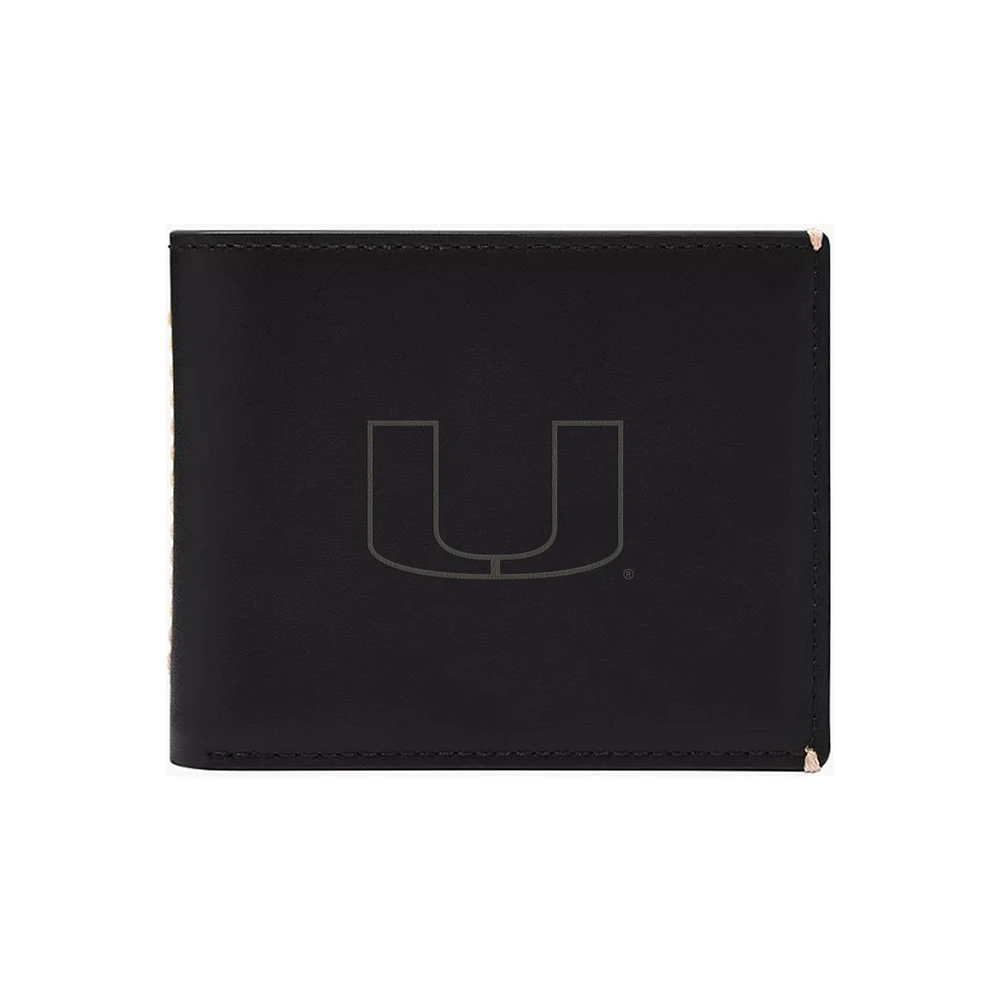 Fossil Miami Hurricanes Westover Leather Bifold Flip Wallet