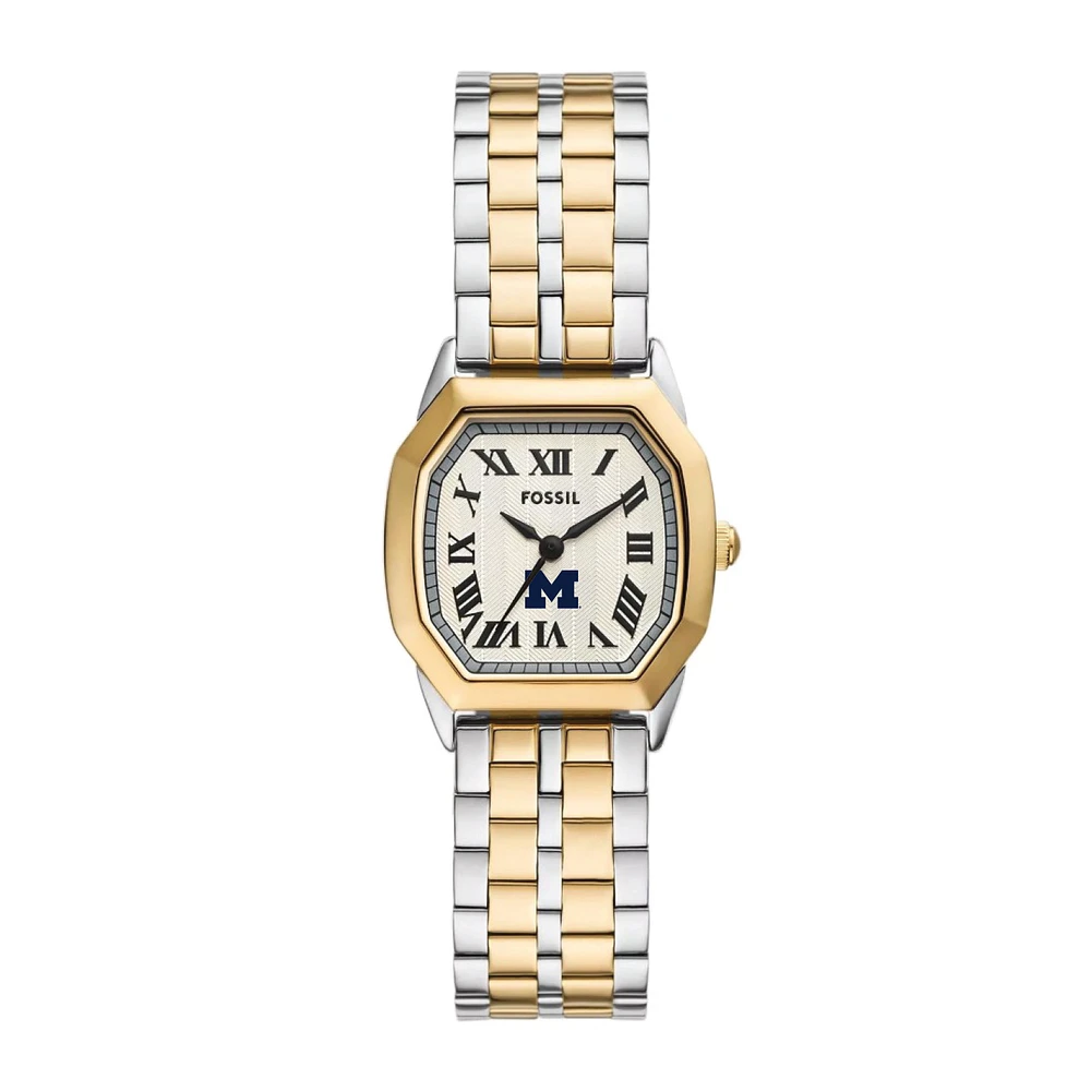 Fossil Michigan Wolverines Harlow Three-Hand Two-Tone Stainless Steel Watch