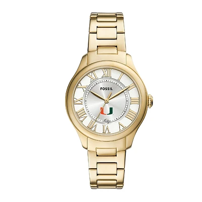 Fossil  Miami Hurricanes Gilmore Gold Stainless Steel Watch