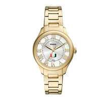 Fossil  Miami Hurricanes Gilmore Gold Stainless Steel Watch