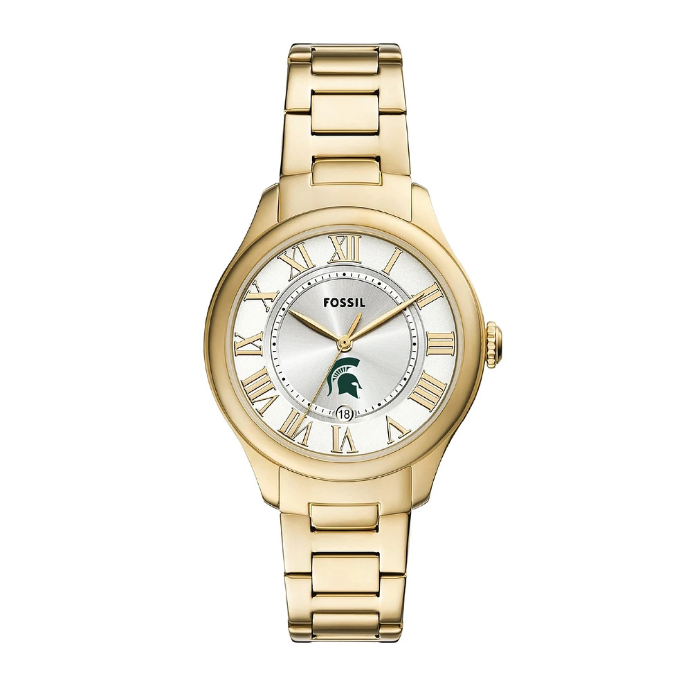 Fossil Michigan State Spartans Gilmore Gold Stainless Steel Watch