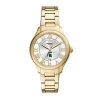 Fossil  Michigan State Spartans Gilmore Gold Stainless Steel Watch