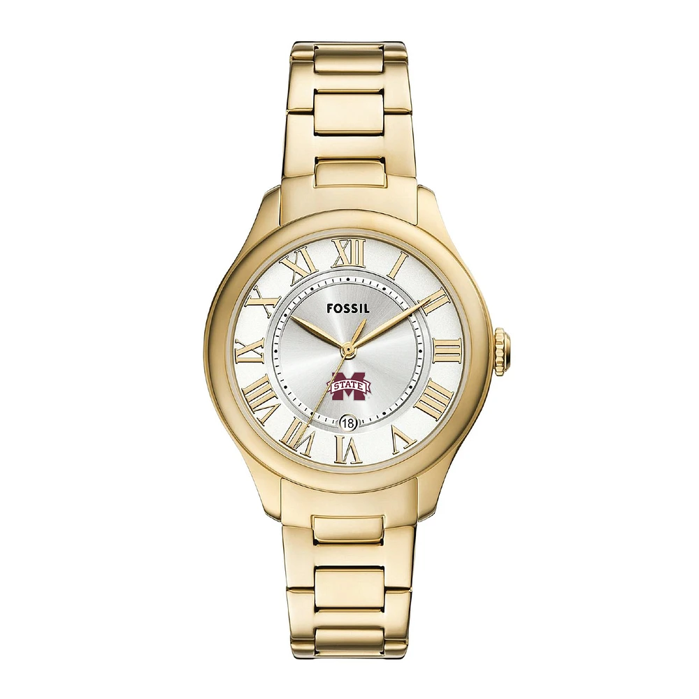 Fossil Mississippi State Bulldogs Gilmore Gold Stainless Steel Watch