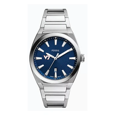 Fossil  Virginia Tech Hokies Everett Three-Hand Date Stainless Steel Watch