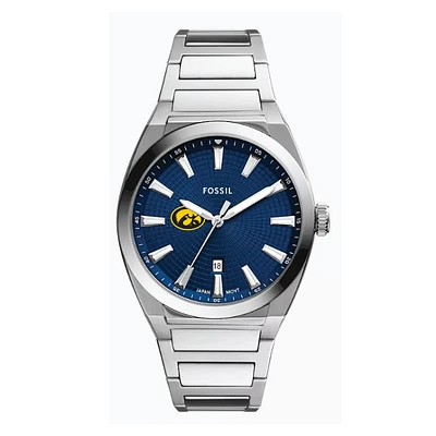 Fossil  Iowa Hawkeyes Everett Three-Hand Date Stainless Steel Watch