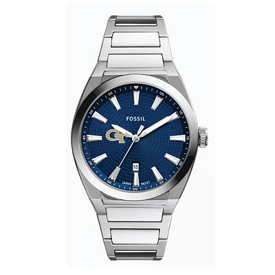 Fossil  Georgia Tech Yellow Jackets Everett Three-Hand Date Stainless Steel Watch