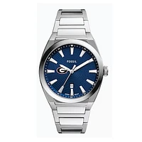Fossil  Georgia Bulldogs Everett Three-Hand Date Stainless Steel Watch