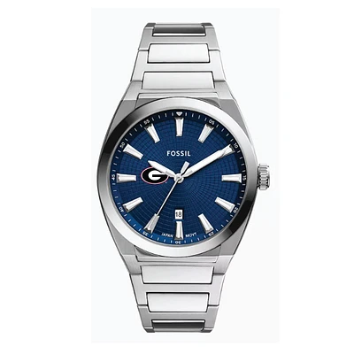 Fossil  Georgia Bulldogs Everett Three-Hand Date Stainless Steel Watch