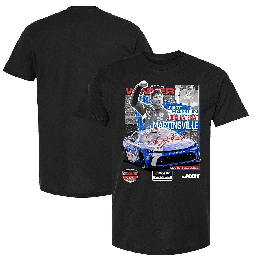 Men's Checkered Flag Sports Black Denny Hamlin 2025 Cookout 400 Race Winner T-Shirt