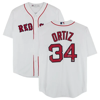 David Ortiz Boston Red Sox Autographed White Majestic Replica Jersey with "HOF 22" Inscritpion