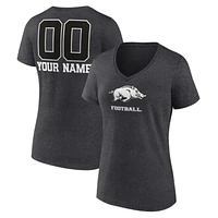 Women's Charcoal Arkansas Razorbacks Personalized Name & Number Monochrome V-Neck T-Shirt