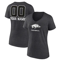 Women's Charcoal Arkansas Razorbacks Personalized Name & Number Monochrome V-Neck T-Shirt