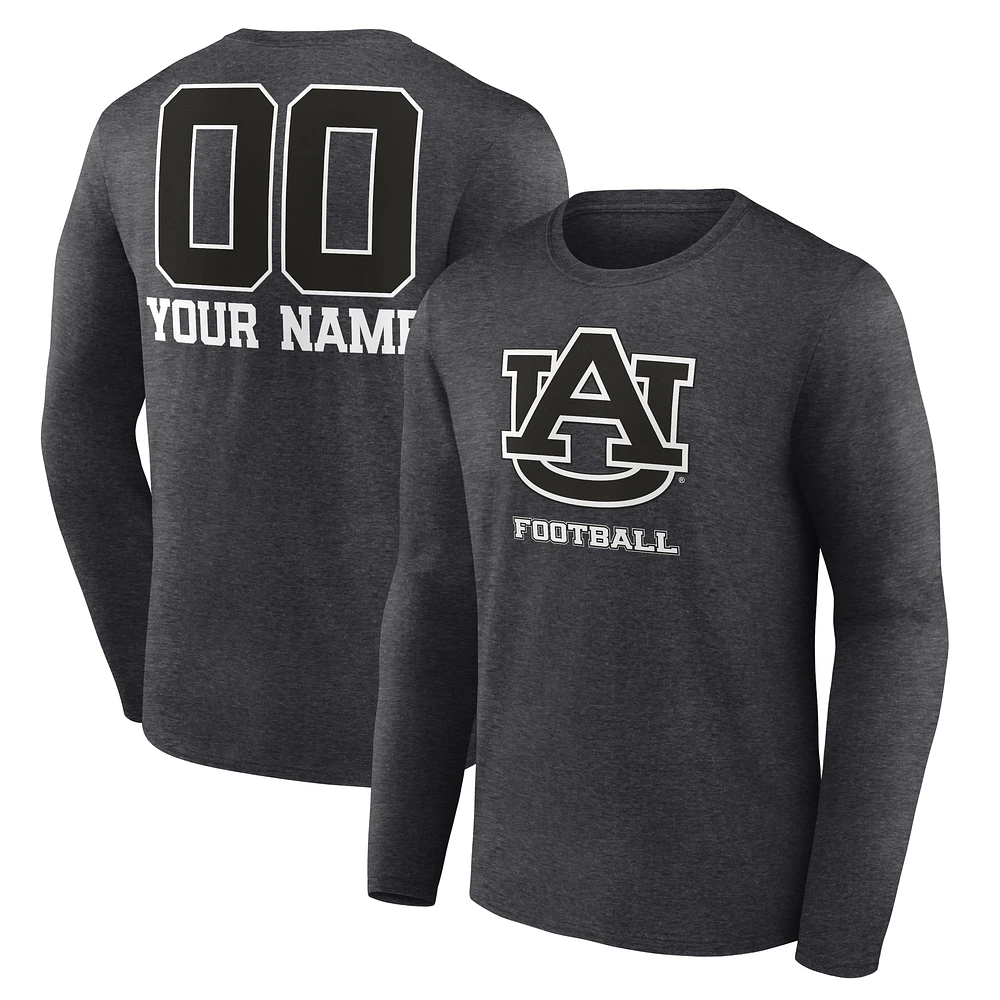 Men's Charcoal Auburn Tigers Personalized Name & Number Monochrome Long Sleeve T-Shirt