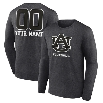 Men's Charcoal Auburn Tigers Personalized Name & Number Monochrome Long Sleeve T-Shirt