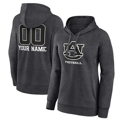 Women's Charcoal Auburn Tigers Personalized Name & Number Monochrome Pullover Hoodie