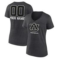 Women's Charcoal Auburn Tigers Personalized Name & Number Monochrome V-Neck T-Shirt