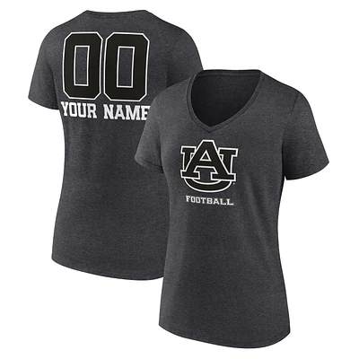Women's Charcoal Auburn Tigers Personalized Name & Number Monochrome V-Neck T-Shirt
