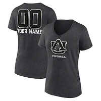 Women's Charcoal Auburn Tigers Personalized Name & Number Monochrome V-Neck T-Shirt