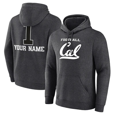 Men's Charcoal Cal Bears Personalized Any Name Monochrome Pullover Hoodie