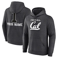 Men's Charcoal Cal Bears Personalized Any Name Monochrome Pullover Hoodie