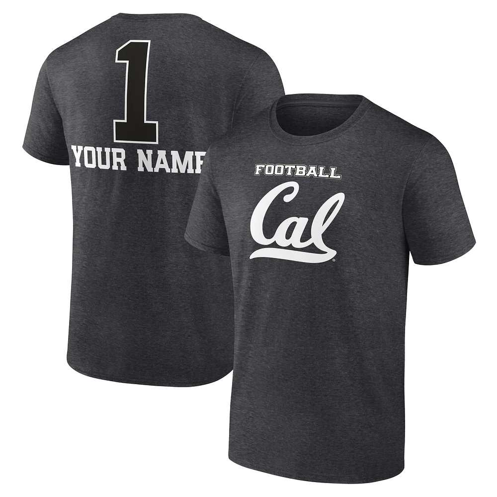 Men's Charcoal Cal Bears Personalized Any Name Monochrome T-Shirt