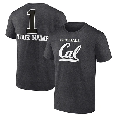 Men's Charcoal Cal Bears Personalized Any Name Monochrome T-Shirt