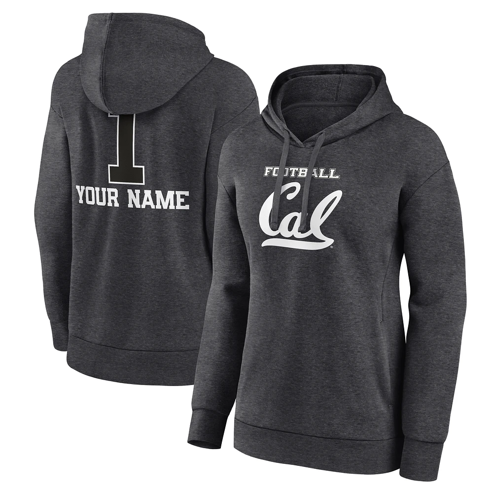 Women's Charcoal Cal Bears Personalized Any Name Monochrome Pullover Hoodie