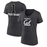 Women's Charcoal Cal Bears Personalized Any Name Monochrome V-Neck T-Shirt