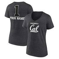 Women's Charcoal Cal Bears Personalized Any Name Monochrome V-Neck T-Shirt